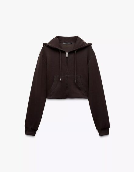 Zara Kapüşonlu Crop eşofman takımı