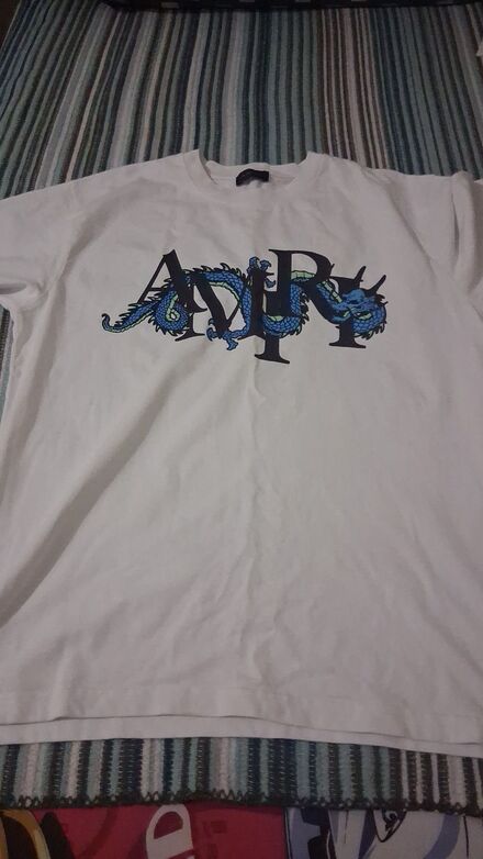Ejder Desenli Beyaz T-Shirt amiri orjina