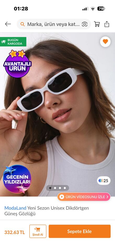 Unisex Dikdörtgen Güneş Gözlüğü