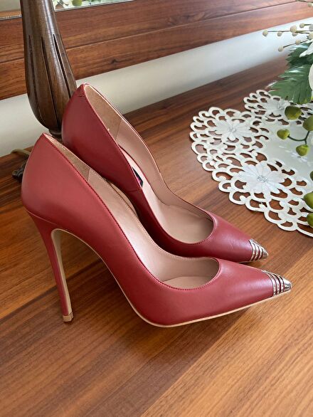 Tergan %100 deri stiletto ayakkabı