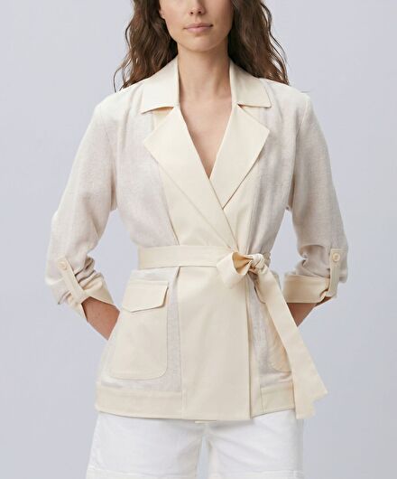 Krem Blazer Ceket
