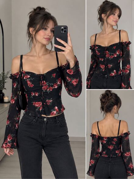 H&M Siyah Şifon Bluz