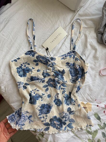 vintage çiçekli bluz