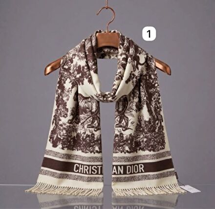 Christian Dior Desenli cashmere omuz şal