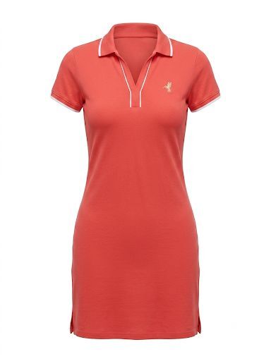 Nar Çiçeği Polo Yaka Elbise
