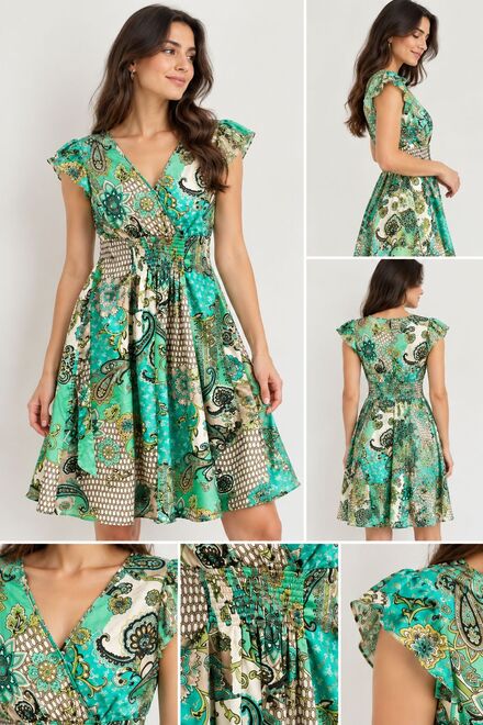 BDA Collection XL desenli,kuşaklı elbise