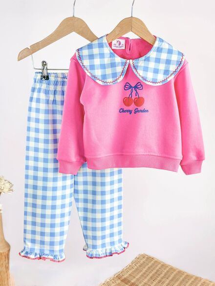 Pembe Çilek Baskılı Pijama Takımı