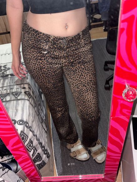 Vintage leopar 00s flare jeans