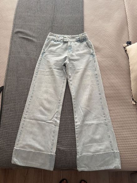 Zara Açık Mavi Geniş Paça Kot Pantolon