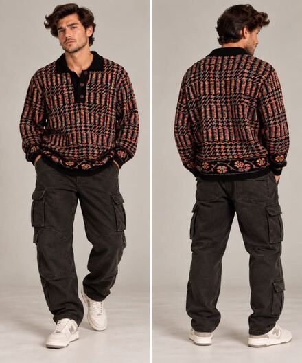 Vintage Coogi Tarzı Örgü Kazak