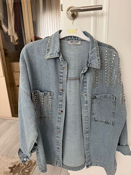 Yamu Jeans Taşlı Kot Ceket