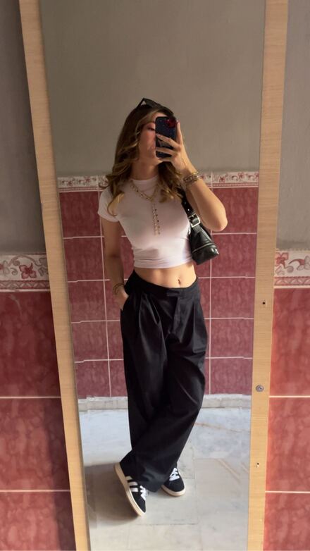 Bershka Siyah Bol Paça Pantolon
