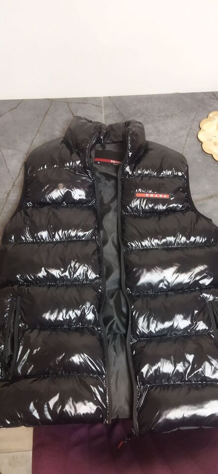 Parlak Siyah Prada Yelek
