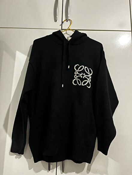 Loewe Siyah Nakışlı Kapüşonlu Sweatshirt