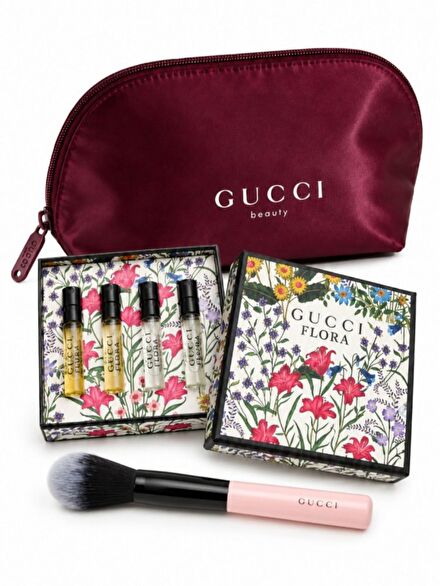 Gucci Flora Parfüm Seti ve Fırça GWP