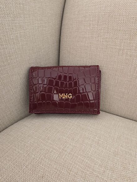 Mango Bordo Dokulu Cüzdan