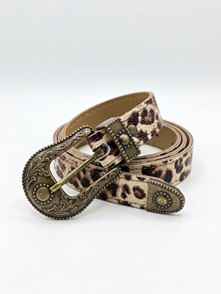 Vintagre Leopar Desenli Kemer