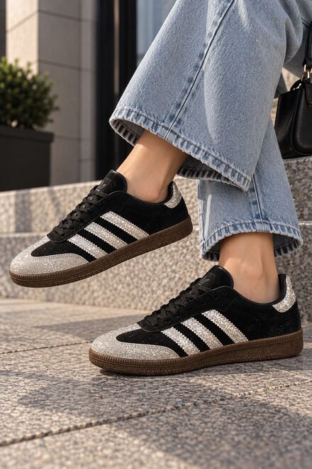 Adidas Samba Siyah Gümüş Simli Kadın