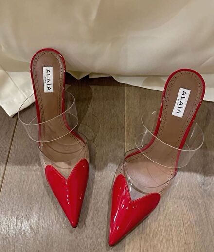 Alaia Kırmızı Kalp Detaylı Stiletto