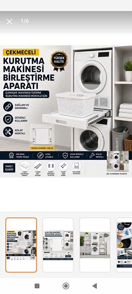Çekmeceli Çamaşır Kurutma Makine Aparatı