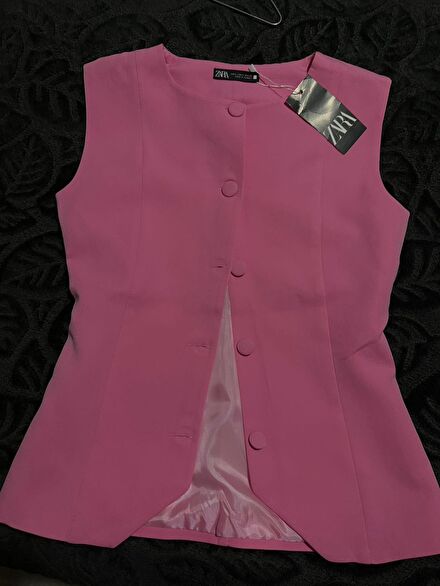 Zara pembe Blazer Yelek