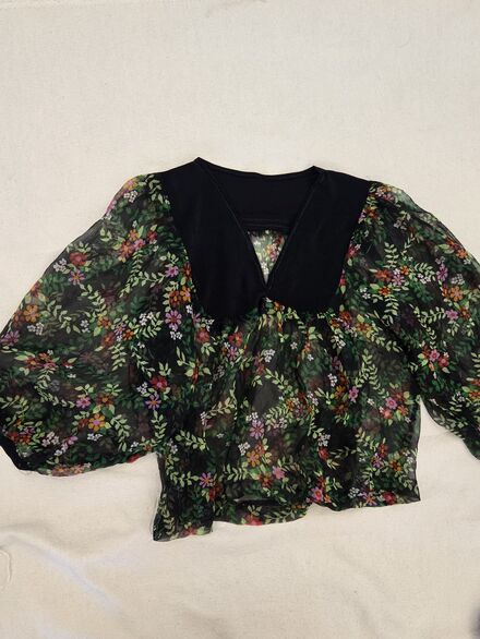 floral neckline details bluz