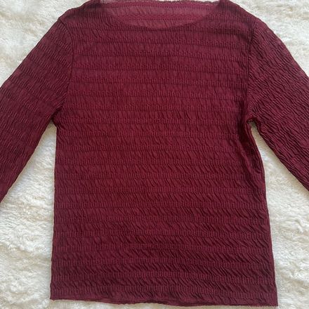 Bordo Büzgülü Transparan Bluz