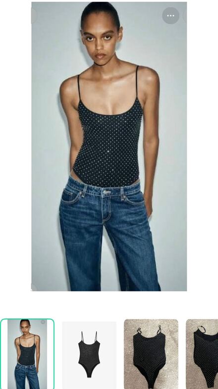 Zara Siyah Taşlı Body