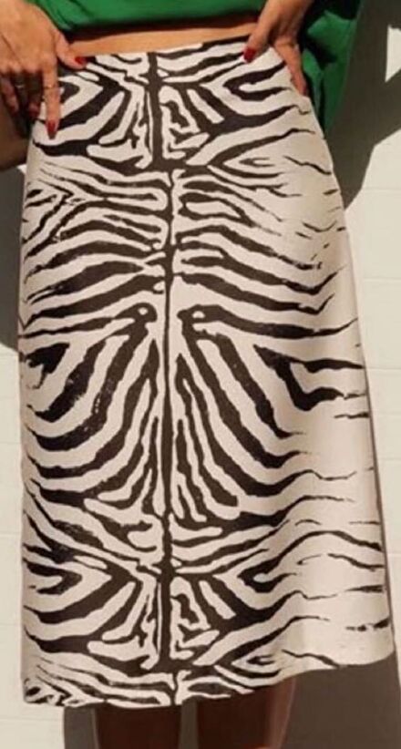 Zebra Desenli Midi Etek