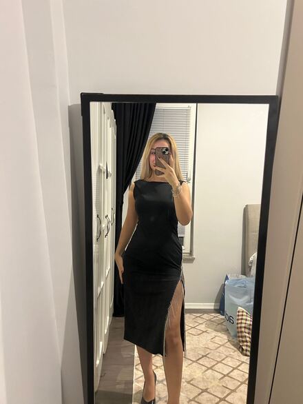 Siyah Taşlı Gece Elbisesi