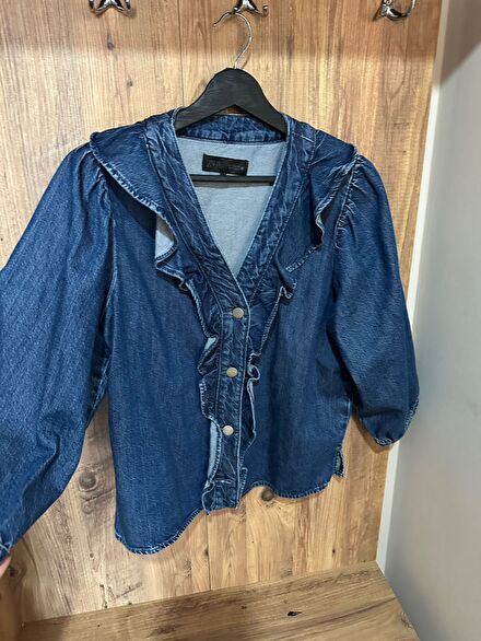 Zara Fırfırlı Kot Gömlek