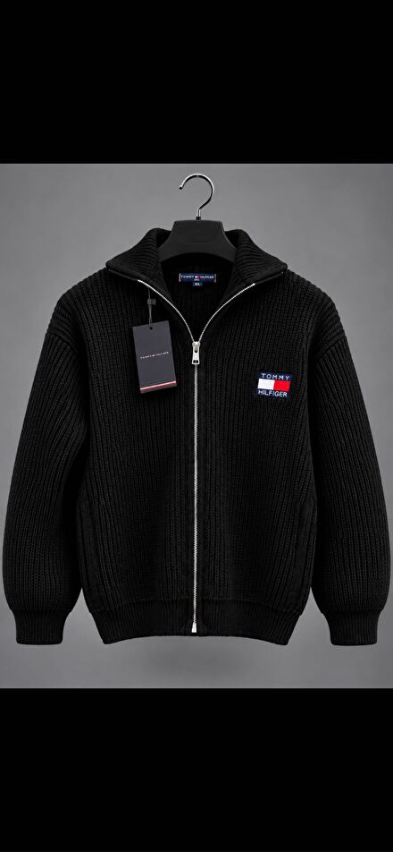 Tommy Hilfiger Siyah Fermuarlı Hırka