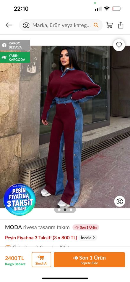 Bordo Kot Detaylı Takım