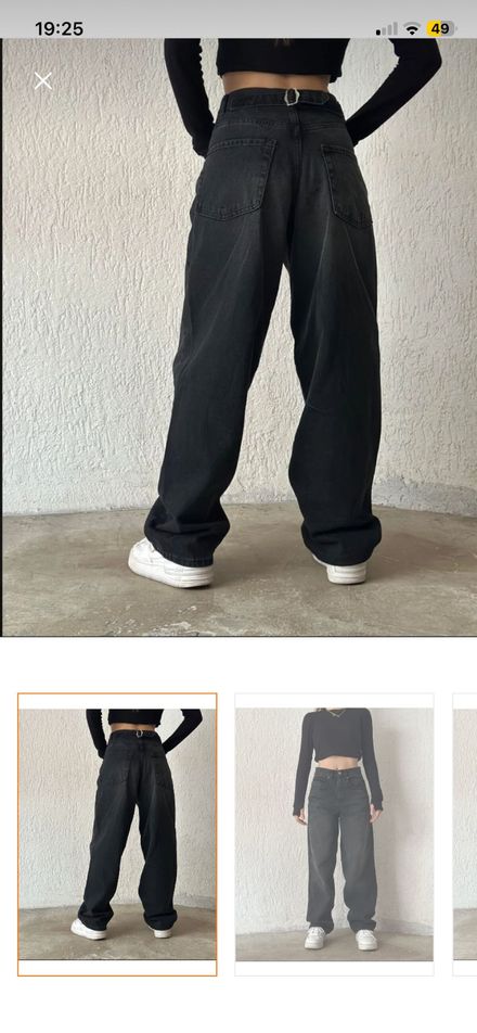 Siyah Bol Kesim Jean Pantolon