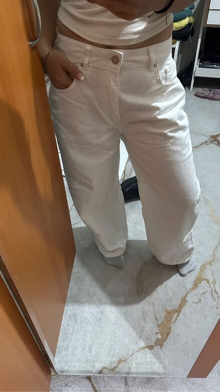 Beyaz Geniş Paça Pantolon