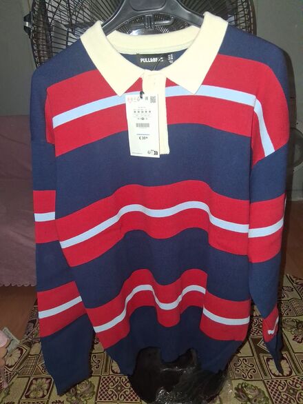 Çizgili Polo Yaka Kazak