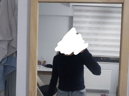 Bershka Lacivert örgü şönil kazak bluz