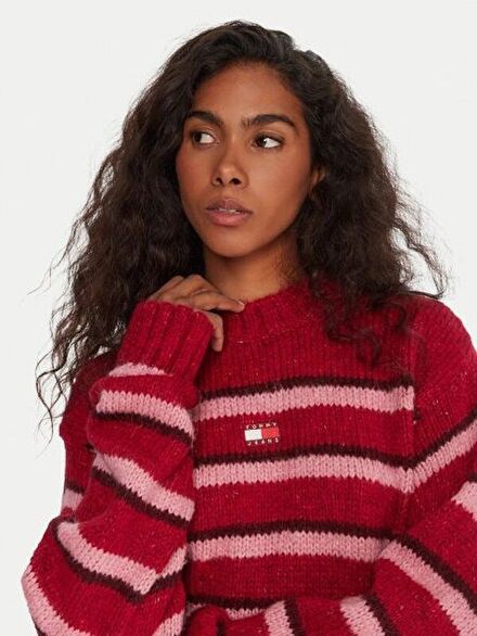 Tommy Hilfiger Kırmızı Çizgili Kazak