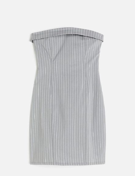 H&M Belden OturanGri Çizgili Mini Elbise