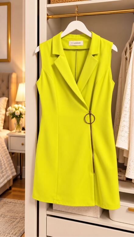 Y London yeşil-sarı Blazer Elbise