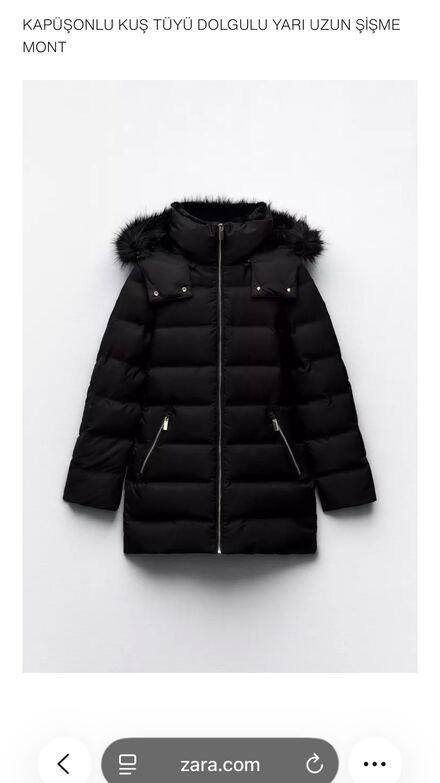 ZARA SIFIR KUŞ TÜYÜ DOLGULU MONT