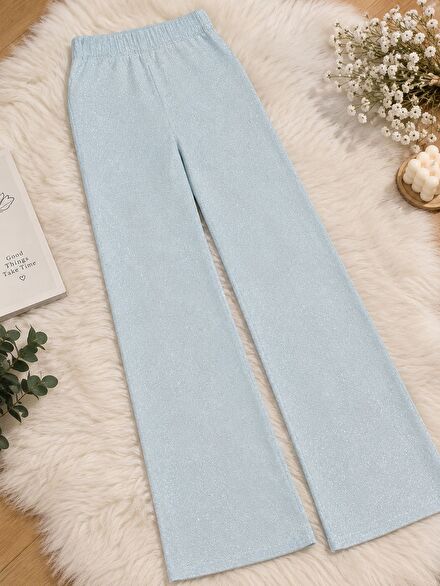 Parlak açık bebe mavisi Pantolon