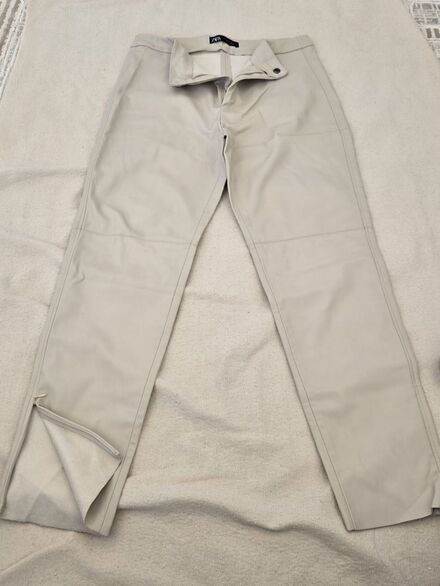 zara high waist deri suni bej