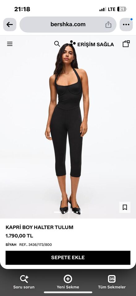 Bershka Siyah Halter Tulum