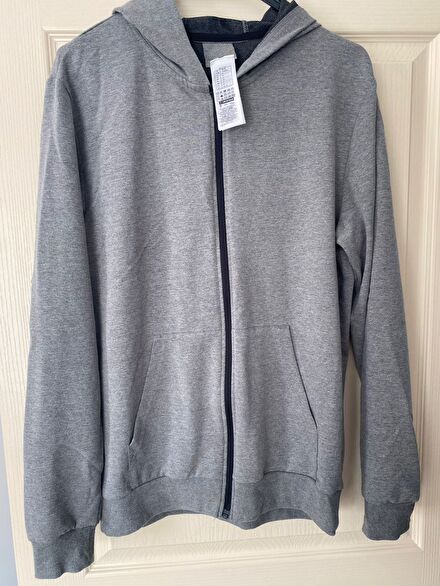 DECAT Gri Fermuarlı Kapüşonlu Sweatshirt