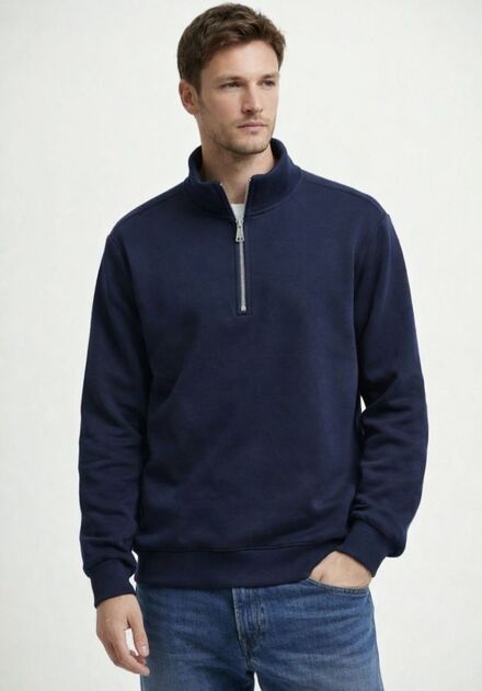 Lacivert Fermuarlı Sweatshirt