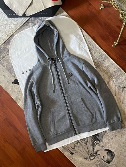 Gri Fermuarlı Sweatshirt