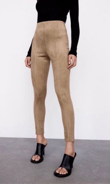 Zara Bej Süet Pantolon Tayt