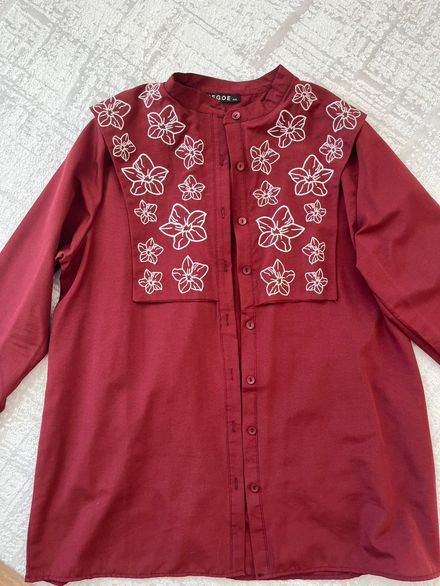 Bordo Çiçek Desenli Tunik