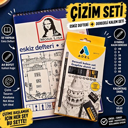 Çizim Seti Eskiz Defteri ve Kalem Seti